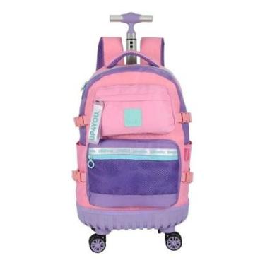 Imagem de MOCHILA DE RODINHA E ALCA UP4YOU ROXO E ROSA GIRO 360 LUXCEL-Feminino