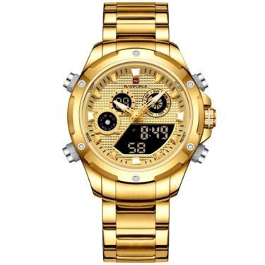 Imagem de Relógio masculino digital em aço inoxidável cronógrafo impermeável esportivo