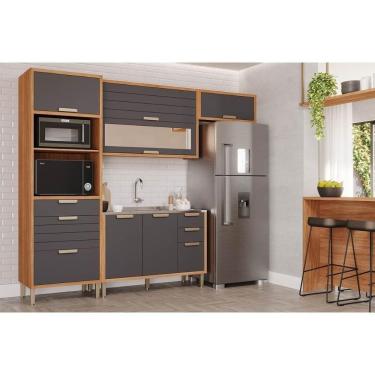 Imagem de Cozinha Completa Eloise 4 Peças (2aéreos+1balcão+1torrequente) C4p256 Cinamomo-titanium - Mgm