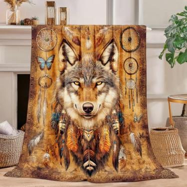 Imagem de Cobertor de lobo, cobertor de lobo, super macio, flanela de lã, presentes para meninos, meninas, homens, mulheres, amantes, adultos, coisas para sofá, cama, decoração de quarto 101 x 127 cm