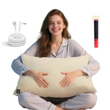 Imagem de Ali King Fronha de aterramento, 5% prata condutora + 95% algodão macio king size fronhas de aterramento terrestre com cordão de aterramento para melhorar o sono (bege, King (51 x 91 cm))