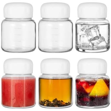 Imagem de LUMINFLY 6 mini garrafas de água de vidro de 290 ml, à prova de vazamento, com balanças para suco, leite, chá, bebidas quentes e frias