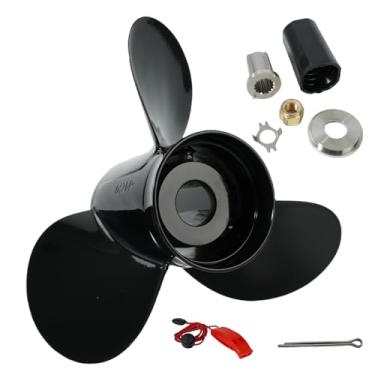 Imagem de QIKIRUO Hélice de 12 3/4x21 compatível com Tohatsu/Mercury 40/50/60/70/75/80/90/100/115/125/140HP, hélices de motor de popa de alumínio com 15 estrias, RH