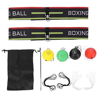 Imagem de Fayelume Faixa de cabeça de bola de boxe, conjunto de bola refletora de boxe ajustável para melhorar as habilidades de reação e coordenação