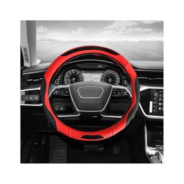 Imagem de MUQIDA Capa de volante de couro, antiderrapante macio e esportivo para volante com aderência confortável, capas protetoras coloridas com costura elástica para volantes de 36,5 a 38 cm, acessórios de