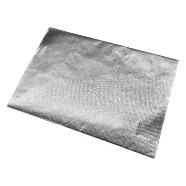 Imagem de Tuxihapp Fita de proteção térmica de fibra de vidro aluminizada com adesivo - 30,5 cm x 122 cm Folha de proteção de barreira de isolamento térmico refletivo de alta temperatura - Tapete de cobertura