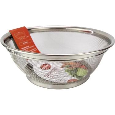 Imagem de 2X Escorredor Lavador Arroz E Massa Aço Inox Macarrão 25Cm C