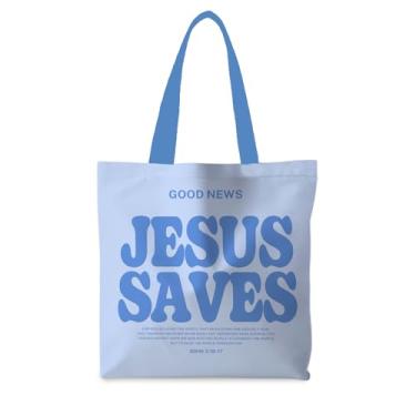 Imagem de ignytiger Sacola azul da Bíblia Cristã para Mulheres, Presentes de Jesus Versículo da Bíblia, Presentes Religiosos para Mulheres, Boas Notícias, Sacolas de Compras de Supermercado Reutilizáveis