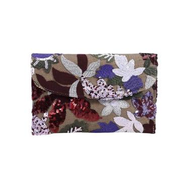 Imagem de Verdusa Bolsas De Festa Femininas Com Bordado Floral E Lantejoulas, Bolsa Clutch Para Festa, Cor Vinho, Tamanho Único