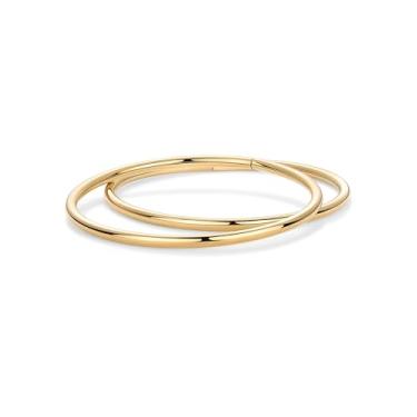 Imagem de Pulseira feminina banhada a ouro 14 quilates | Pulseira clássica de aço inoxidável empilhável leve | Pulseiras individuais e 2 unidades, Adjust, Aço inoxidável Aço inoxidável Banhado a ouro 14K, Sem