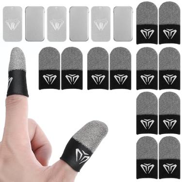 Imagem de Wanmu 6 pares de capas de dedo para jogos móveis, fibras prateadas ultrafinas, respiráveis, de compressão para o polegar, protetor de polegar sem costura, à prova de suor, luvas de dedo