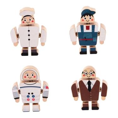 Imagem de menolana Conjunto de 4 Blocos de Encaixe de Madeira, Brinquedo Educativo para Desenvolver a Coordenação Fina com Miniaturas de Pessoas para Meninos e, Style B