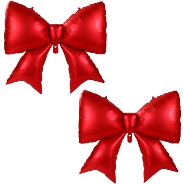 Imagem de 2 balões grandes de laço, decorações de festa com tema de arco elegantes balões de coquete para decoração de festa de noivado de aniversário e casamento (vermelho)