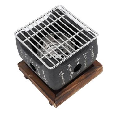 Imagem de Sanpyl Churrasqueira portátil a carvão, mini fogão compacto de mesa para acampamento ao ar livre no quintal, aquecimento rápido (16,5 x 14,5 cm / 6,5 x 5,7 pol.)