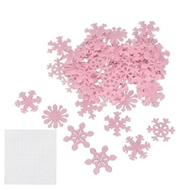 Imagem de Adesivos de parede com brilho de Natal Decalques de janela de floco de neve luminoso Decalques de parede fluorescentes 3D para decoração de casa Quarto infantil Festa de Natal 50 (Rosa)