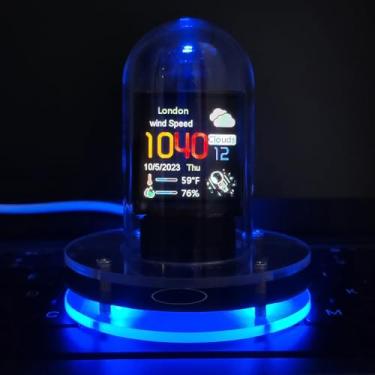 Imagem de Relógio Digital de Tubo LED Glow WIFI com Tela LCD Inteligente Calendário Mesa Ornamento Efeitos Iluminação Versáteis para Decoração Casa Escritório Férias