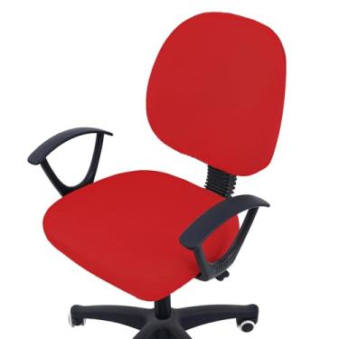 Imagem de Smiry Capas de cadeira de escritório jacquard elásticas, removíveis e laváveis, universais, para cadeira giratória, capa para assento + encosto, vermelha