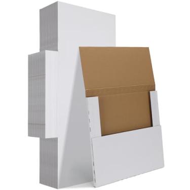 Imagem de HORLIMER Conjunto de 25 caixas de envio de 32,5 x 32,5 x 2,5 cm, caixa de papelão ondulado branca para correspondência, embalagem, pequenas empresas