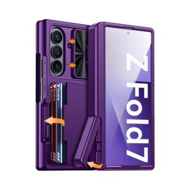 Imagem de Capa De Silicone Azul À Prova De Choque Para Galaxy Z Fold 7 Com Porta