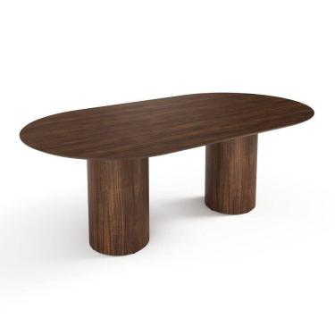 Imagem de Mesa De Jantar West 180cm X 100cm 6 Lugares Lâmina Natural De Madeira Castanho
