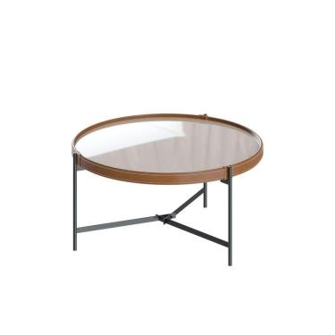 Imagem de Mesa De Centro Aqua 71 Vidro Off White Com Grafite - Imcal Moveis