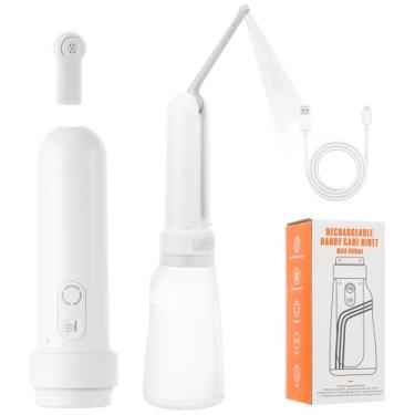 Imagem de Bidê portátil para viagens, limpador pessoal portátil recarregável, pulverizador de vaso sanitário impermeável IPX7 com 3 modos de limpeza e tanque de água de 382 g, ótimo para higiene pessoal