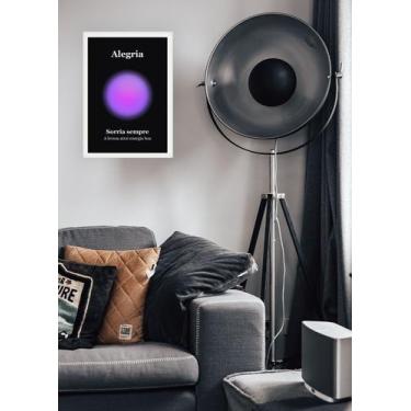 Imagem de Quadro Sorriso/Energia/Alegria com Vidro e Moldura Branca Tamanho:21cm