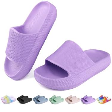 Imagem de OUYADU Chinelos infantis de praia para meninos e meninas chinelos de praia jovens piscina chuveiro EVA chinelos de verão (11 crianças pequenas - 6 crianças grandes), Roxa, 13 Little Kid