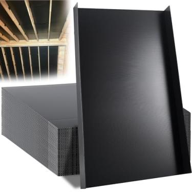 Imagem de Pacote com 20 24 defletores de isolamento de sótão, defletores de sótão de polietileno preto grande durável 61 cm com aberturas de viga de canal de ar de 5 cm melhoram a ventilação do telhado e evitam