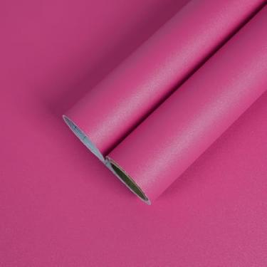 Imagem de CHIHUT Papel de parede rosa choque de 30,5 x 1,198 cm para banheiro meninas quarto impermeável papel de parede amigável para locatário removível autoadesivo rosa choque papel de contato para armários