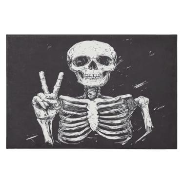 Imagem de CEBUGI Tapete de área 60 x 90 cm macio lavável tapete antiderrapante com suporte de borracha tapetes de área de esqueleto para sala de estar, quarto, decoração de casa