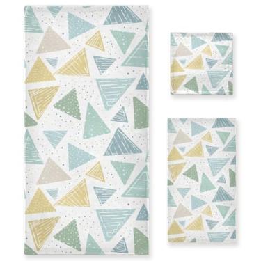 Imagem de Wassud Toalhas de banho macias para banheiro conjunto de toalhas super absorventes de 3 triângulos coloridos pastel toalha de banho toalhas de banheiro academia