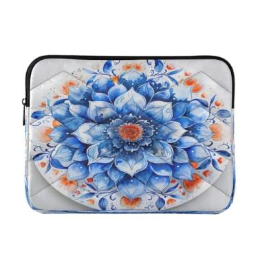 Imagem de Kigai Bolsa para laptop, flor mandala azul macia e resistente a impactos, capa para laptop, bolsa protetora para notebook de 13 a 14 polegadas