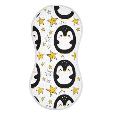 Imagem de xigua Conjunto de 1 pano de arroto fofo de musselina de pinguim, panos super macios e absorventes, roupas de arroto de algodão, presente de chá para recém-nascidos, bebês meninas e meninos