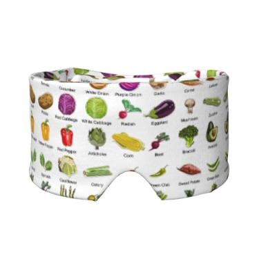 Imagem de Introdução de vários vegetais, estampado, sono, máscara para olhos e orelhas, respirável, ajustável, blecaute, venda, confortável