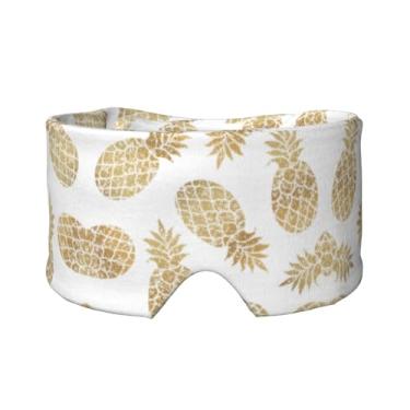 Imagem de Máscara de proteção para olhos e orelhas com estampa de fundo de abacaxi dourado respirável, ajustável, blecaute, confortável