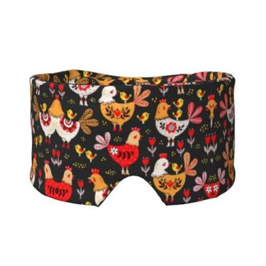 Imagem de Linda máscara de proteção para olhos e orelhas com estampa de galinhas de galo, respirável, ajustável, blecaute, confortável