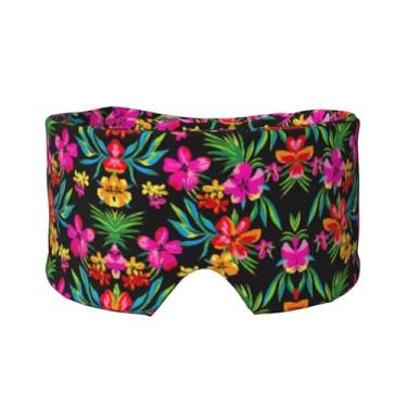 Imagem de Máscara havaiana para dormir com estampa de flores para olhos e orelhas, respirável, ajustável, blecaute, venda, confortável