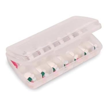 Imagem de Genérico Porta Remédio Semanal, Plástico Incolor, 8 Compartimentos, Separação Dia e Noite, 11.9 x 8.6 x 2.4 cm, 4 Divisórias Por Dia, Retangular