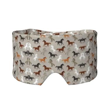 Imagem de Máscara fofa para dormir com estampa de cavalo para olhos e orelhas, respirável, ajustável, blecaute, venda, confortável