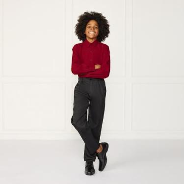 Imagem de Camisa Infantil Vermelha Social Botão + Calça Preta Oxford - JL Kids, 