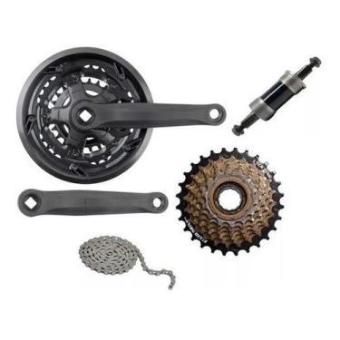 Imagem de Kit Relação Bike Pedivela/catraca/corrente/rolamento 21 Velo - LTX, WG