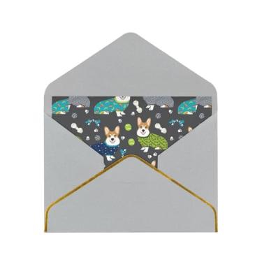 Imagem de SKKNT Vestindo roupas Corgi Dogs Cartões de felicitações para todas as ocasiões, convites de festa de aniversário de casamento, 12,7 x 15,2 cm