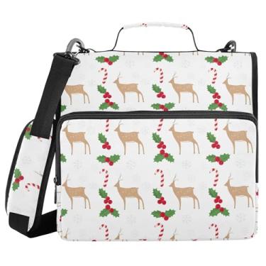 Imagem de Burbuja Pasta de fichário com zíper de veado com 3 anéis com lixa expansível e alça de ombro serve para laptop de 13 polegadas, vários bolsos para trabalho de escritório