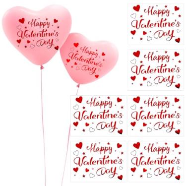 Imagem de WRBAJIS Adesivos de balão feliz dia dos namorados coração vermelho bobo decorações corações estrela carta adesivos decalques para festa dos namorados balões presente suprimentos DIY 6 peças