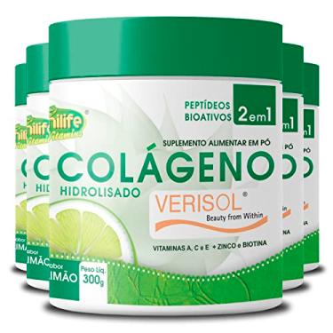 Imagem de Kit 5 Colágeno Hidrolisado Verisol Unilife sabor Limão 300g