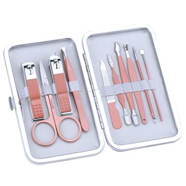 Imagem de 10PCS Conjunto com Estojo Kit Profissional de Pedicure Tesoura Unha Aço Inoxidável Ferramentas Grooming Salão para Homens Mulheres Viagem Cuidado Diário Unhas Mão Pé Facial