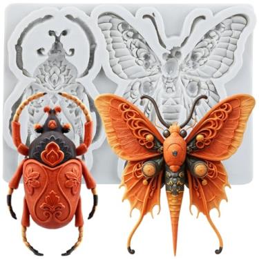Imagem de MYPRACS Beetle Butterfly Fondant Molde de silicone para decoração de bolos de açúcar, topo de cupcake, pasta de goma de chocolate, argila de polímero