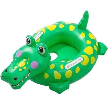 Imagem de Boia Infantil Jacaré Crocodilo com Assento Fralda – Segurança e Diversão para Bebês na Piscina (1-3 Anos)