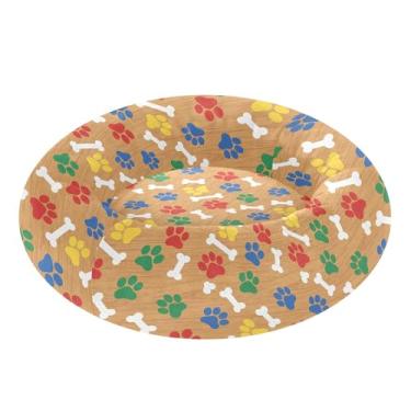 Imagem de SEHANY Cama de cachorro fofa com estampa de pata para cachorro, removível e lavável, pequena cama redonda para gatos, cama fofa super macia para animais de estimação com fundo antiderrapante para cães